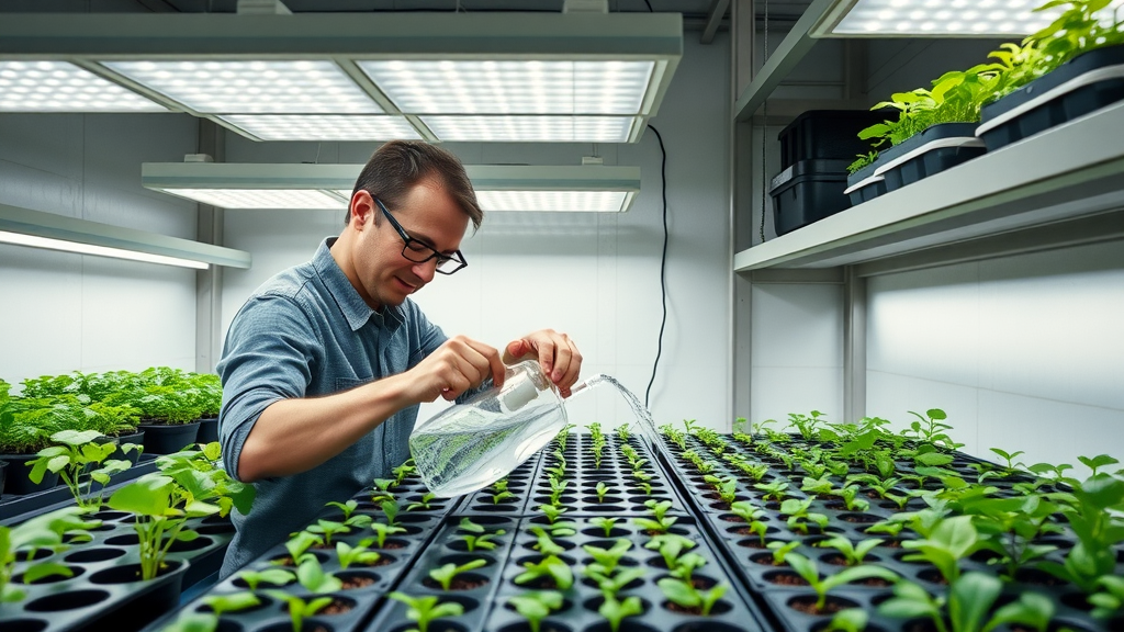 Planting seeds indoors with seed trays, grow lights, and seedlings setup